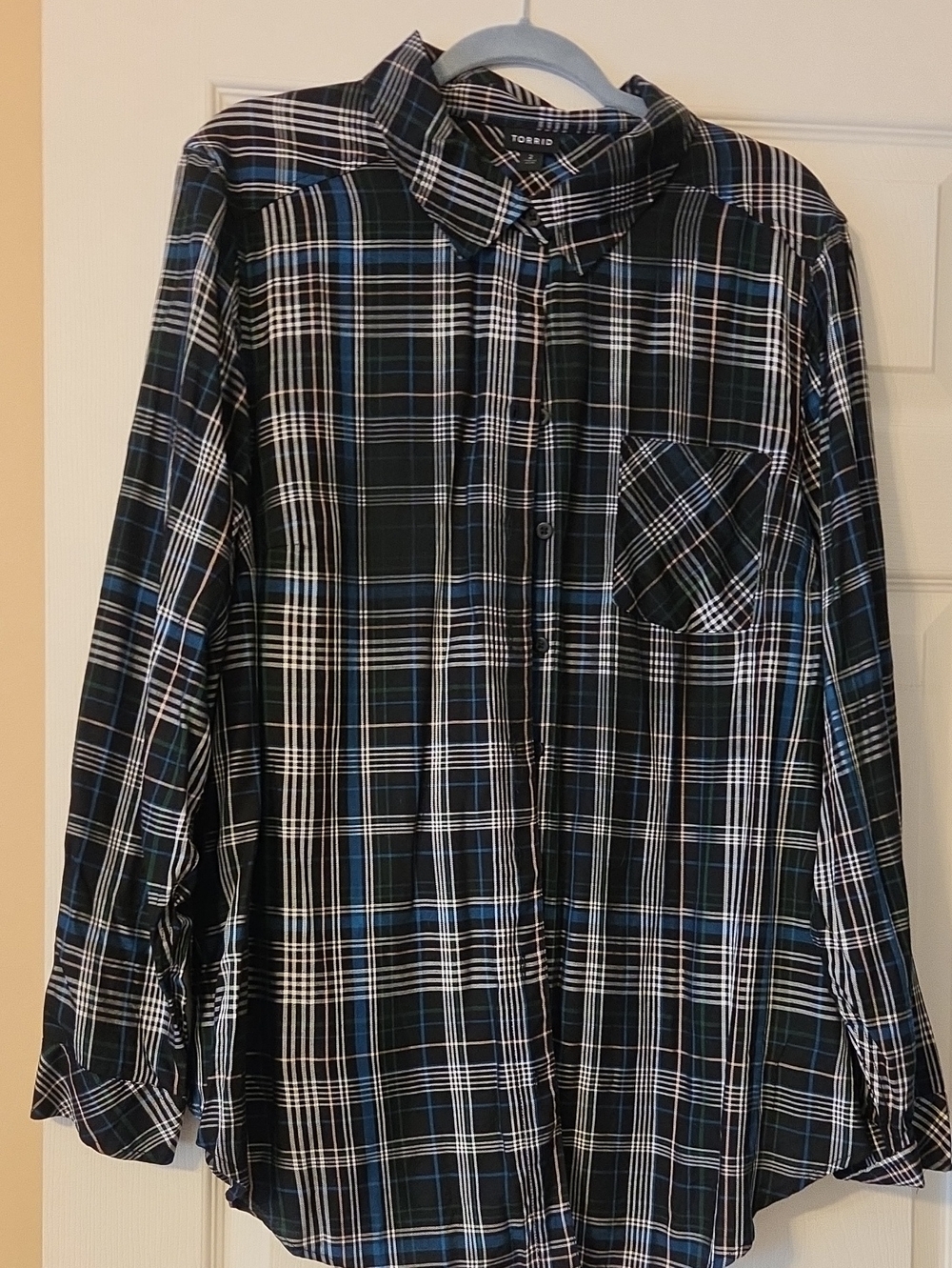 torrid Black, Blue & White Plaid Button-Down Shirt - Relaxed Fit